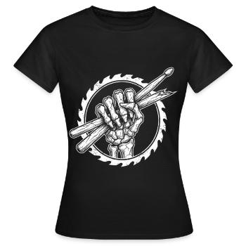 Main squelette avec baguettes de batterie - T-shirt Femme - noir - Devant - AI Model Female 172 dark (172cm)