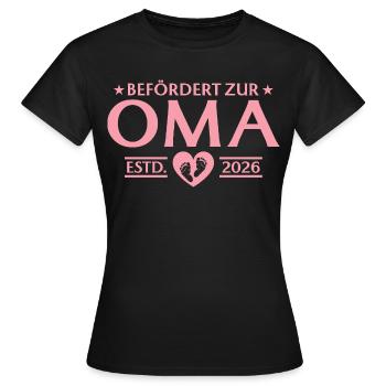 Babyparty Befördert zur Oma 2026 - Frauen T-Shirt - Schwarz - Vorne - AI Model Female 172 dark (172cm)
