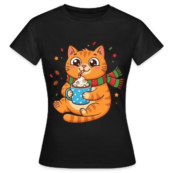 Kuschelkätzchen Winterkaffee mit Sahne - Frauen T-Shirt - Schwarz - Vorne - AI Model Female 172 dark (172cm)