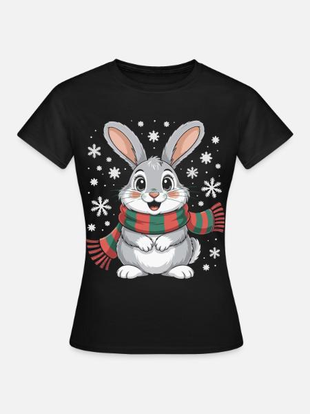 Winterhase mit Schal - Frauen T-Shirt - Schwarz