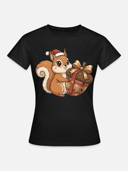Winterfreude Eichhörnchen Geschenk - Frauen T-Shirt - Schwarz