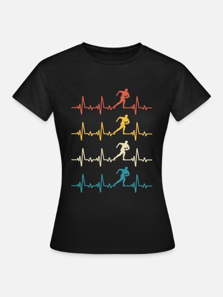 Rugby, Herzschlag, Retro-Rugby - Frauen T-Shirt - Schwarz