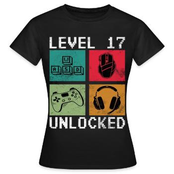 Level 17 Unlocked Retro Gamer - Frauen T-Shirt - Schwarz - Vorne - AI Model Female 172 dark (172cm)
