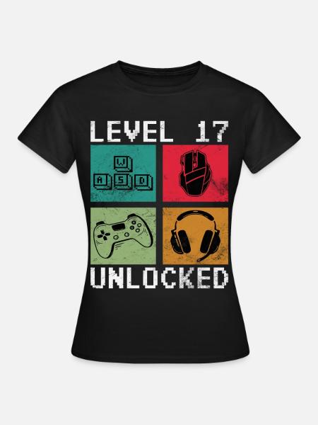 Level 17 Unlocked Retro Gamer - Frauen T-Shirt - Schwarz