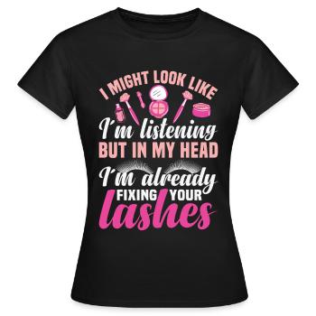 Technicien en extensions de cils pour cils - T-shirt Femme - noir - Devant - AI Model Female 172 dark (172cm)