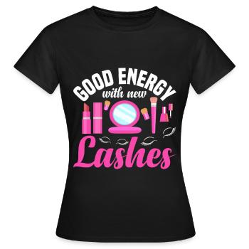 Technicienne de cils fournie par les cils - T-shirt Femme - noir - Devant - AI Model Female 172 dark (172cm)