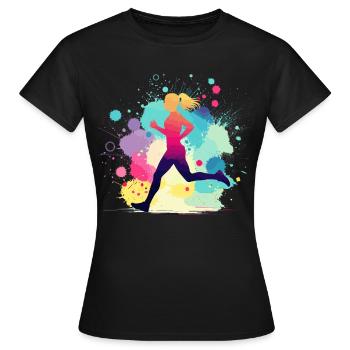 Läuferin, Laufen, Marathon, Joggen, Joggerin - Frauen T-Shirt - Schwarz - Vorne - AI Model Female 172 dark (172cm)