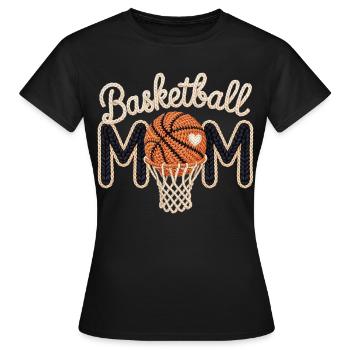 Basketball Mom Faux Yarn Crochet Pattern - Women's T-Shirt - black - Front - AI Model Female 172 dark (172cm)