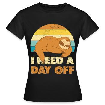 Jour de la fête du paresseux endormi - T-shirt Femme - noir - Devant - AI Model Female 172 dark (172cm)