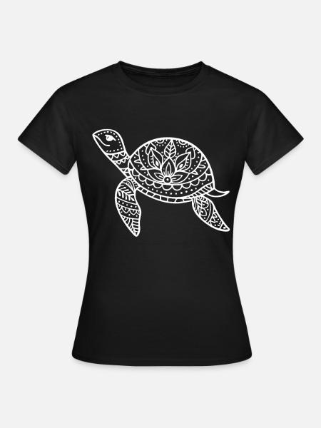 Boho Schildkröte mit Musterpanzer - T-shirt dam - svart