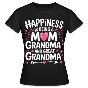 Glück: Mama, Oma und Ur-Oma - Frauen T-Shirt - Schwarz - Vorne - AI Model Female 172 dark (172cm)
