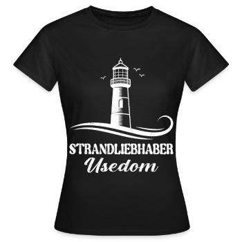 Usedom Holiday BEACH LOVERS USEDOM Lighthouse - Women's T-Shirt - black - Front - AI Model Female 172 dark (172cm)