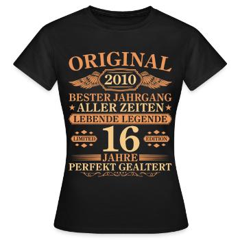 2010 Vintage Parfaitement Maturé 16e anniversaire - T-shirt Femme - noir - Devant - AI Model Female 172 dark (172cm)