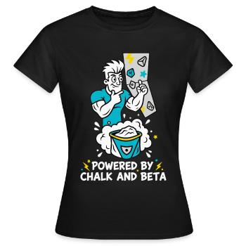 Angetrieben von Kreide- und Beta-Kletterspaß - Frauen T-Shirt - Schwarz - Vorne - AI Model Female 172 dark (172cm)
