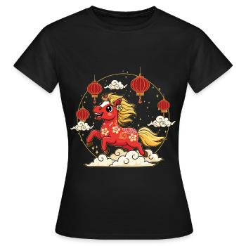 Year Of Horse Chinese Zodiac Chinese New Year 2026 - Women's T-Shirt - black - Front - AI Model Female 172 dark (172cm)
