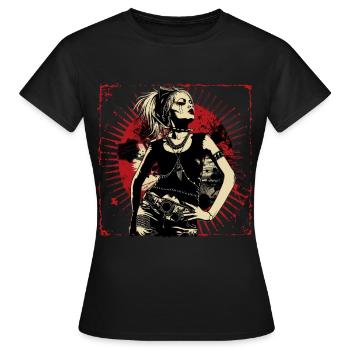 Rebellious woman in grunge rock style - Women's T-Shirt - black - Front - AI Model Female 172 dark (172cm)