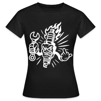 Mauvaise étincelle – Bougie d’allumage malicieuse avec connexions à vis - T-shirt Femme - noir - Devant - AI Model Female 172 dark (172cm)