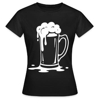 Überlaufender Bierkrug Schaum Party - Frauen T-Shirt - Schwarz - Vorne - AI Model Female 172 dark (172cm)