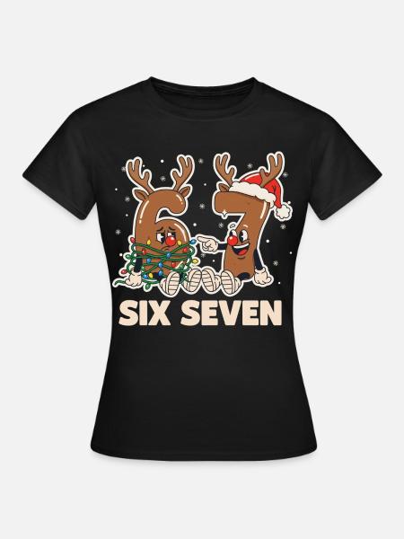 67 Six Seven 6-7 Frohe Weihnachten Santa Lustig - Dame-T-shirt - sort