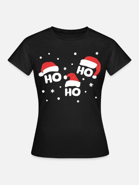 HO HO HO mit Weihnachtsmützen Weihnachtsmann - T-shirt dam - svart