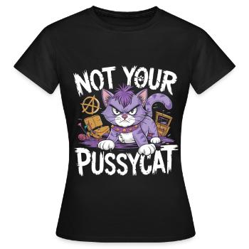 Rebellious cat with punk attitude - Women's T-Shirt - black - Front - AI Model Female 172 dark (172cm)