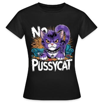 No Pussycat Rebellious Fighting Cat - Women's T-Shirt - black - Front - AI Model Female 172 dark (172cm)