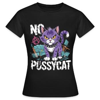 Rebellious Cat No Pussycat Design - Women's T-Shirt - black - Front - AI Model Female 172 dark (172cm)