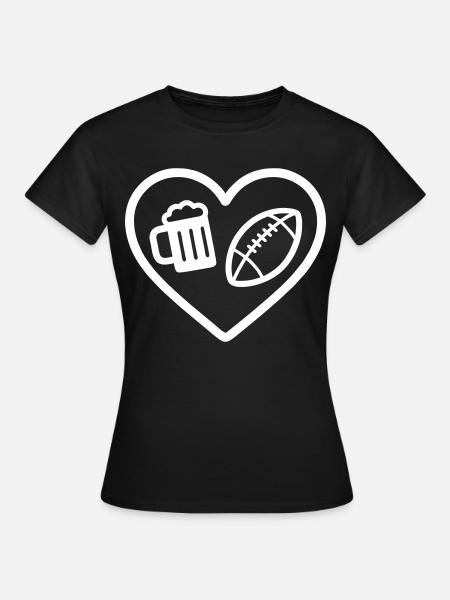 Heart Rugby Bier - Frauen T-Shirt - Schwarz