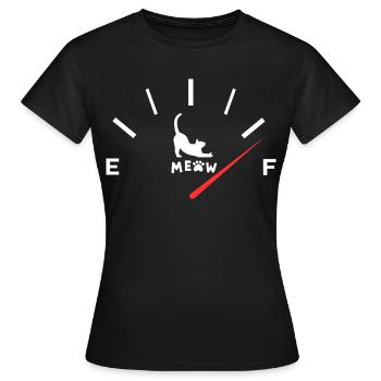 Lustige Katzen-Treibstoffanzeige Miau-Zähler Kätzchen-Mama-Humor - Frauen T-Shirt - Schwarz - Vorne - AI Model Female 172 dark (172cm)