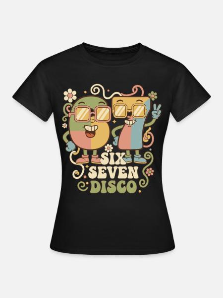 Retro Party 6-7 Discokugel Geschenk Lustig Süß - Dame-T-shirt - sort