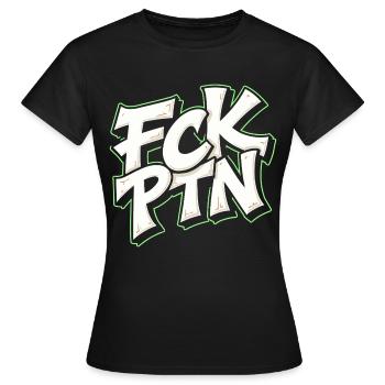 FCK PTN Anti Putin Statement - Frauen T-Shirt - Schwarz - Vorne - AI Model Female 172 dark (172cm)