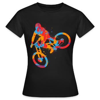 MTB Bunt Mountain Bike Junge Downhill Mountainbike - Frauen T-Shirt - Schwarz - Vorne - AI Model Female 172 dark (172cm)