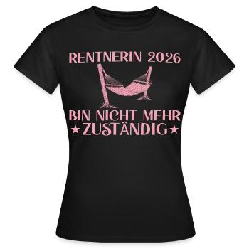Chaise longue longue pour retraité 2026 - Plus responsable - T-shirt Femme - noir - Devant - AI Model Female 172 dark (172cm)