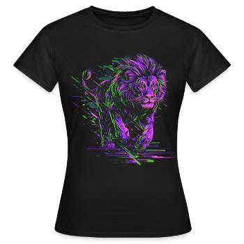 Lion Running Lion Head Colorful Predator Animal Wild - Women's T-Shirt - black - Front - AI Model Female 172 dark (172cm)