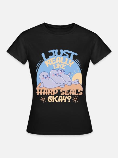 Sattelrobbe Robben Really Like Harp Seals - Frauen T-Shirt - Schwarz
