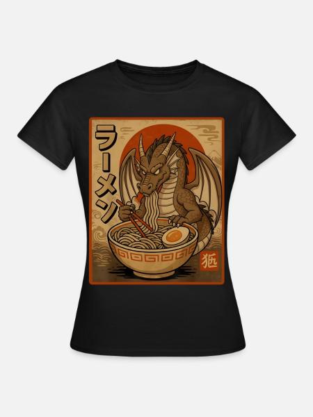 Retro-Drache Ramen-Design - Frauen T-Shirt - Schwarz