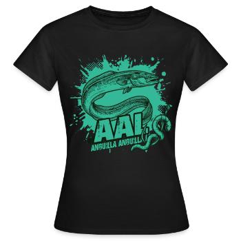 Anguille – La Chasseur de la Nuit - T-shirt Femme - noir - Devant - AI Model Female 172 dark (172cm)