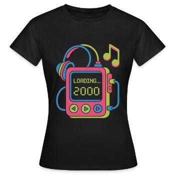 Retro MP3 Player 2000er Musikdesign bunt - Frauen T-Shirt - Schwarz - Vorne - AI Model Female 172 dark (172cm)