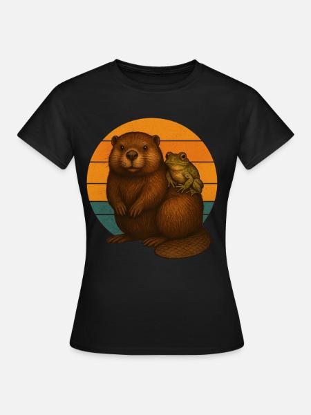 Biber und Frosch - Frauen T-Shirt - Schwarz