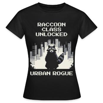 Raccoon Class Unlocked | Urban Rogue - Women's T-Shirt - black - Front - AI Model Female 172 dark (172cm)