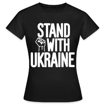 Solidarité avec l’Ukraine - T-shirt Femme - noir - Devant - AI Model Female 172 dark (172cm)