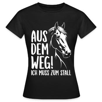 Reiten Reiterin Aus dem Weg Ich muss zum Stall - Frauen T-Shirt - Schwarz - Vorne - AI Model Female 172 dark (172cm)