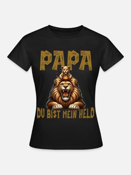 Papa Du Bist Mein Held - Frauen T-Shirt - Schwarz