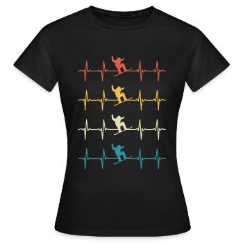 Snowboard Snowboarding Heartbeat Snowboarding - T-shirt Femme - noir - Devant - AI Model Female 172 dark (172cm)
