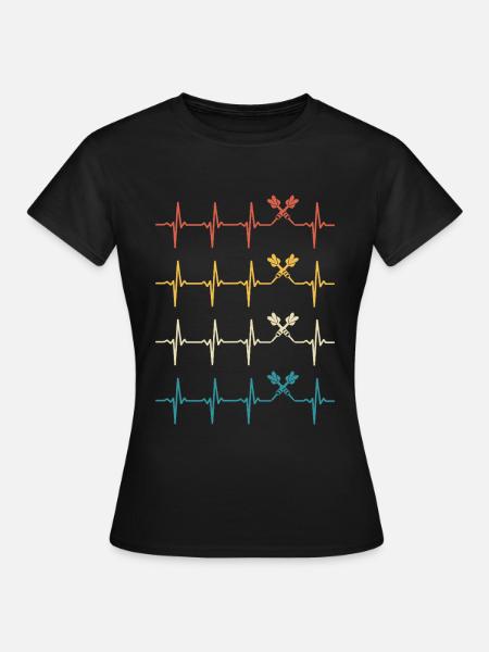 Dart Heartbeat Retro Darts Darter  - Dame-T-shirt - sort