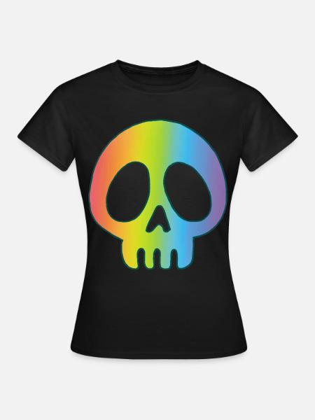 Mehrfarbiger Schädel - Frauen T-Shirt - Schwarz