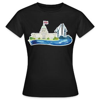 Hôtel de ville et grues de Belfast Skyline - T-shirt Femme - noir - Devant - AI Model Female 172 dark (172cm)