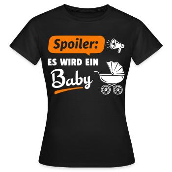 Spoiler: Es wird ein Baby - Frauen T-Shirt - Schwarz - Vorne - AI Model Female 172 dark (172cm)