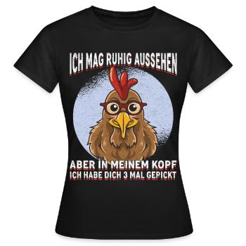 Küken mit Brille Kopfkino Spruch - Frauen T-Shirt - Schwarz - Vorne - AI Model Female 172 dark (172cm)