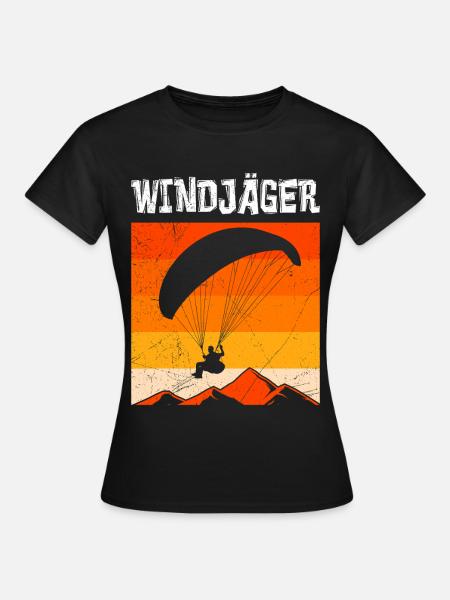 Gleitschirmflieger WINDJÄGER Lustiges - Frauen T-Shirt - Schwarz